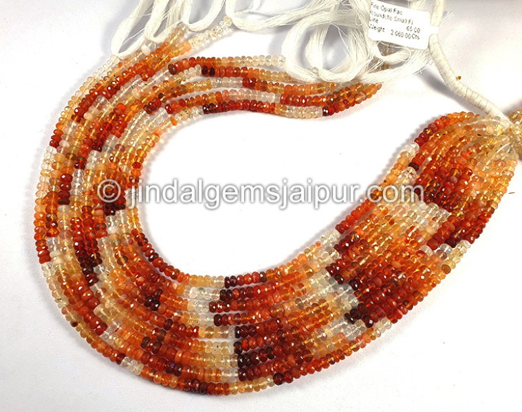 Fire Opal Faceted Roundelle Shape Small Beads