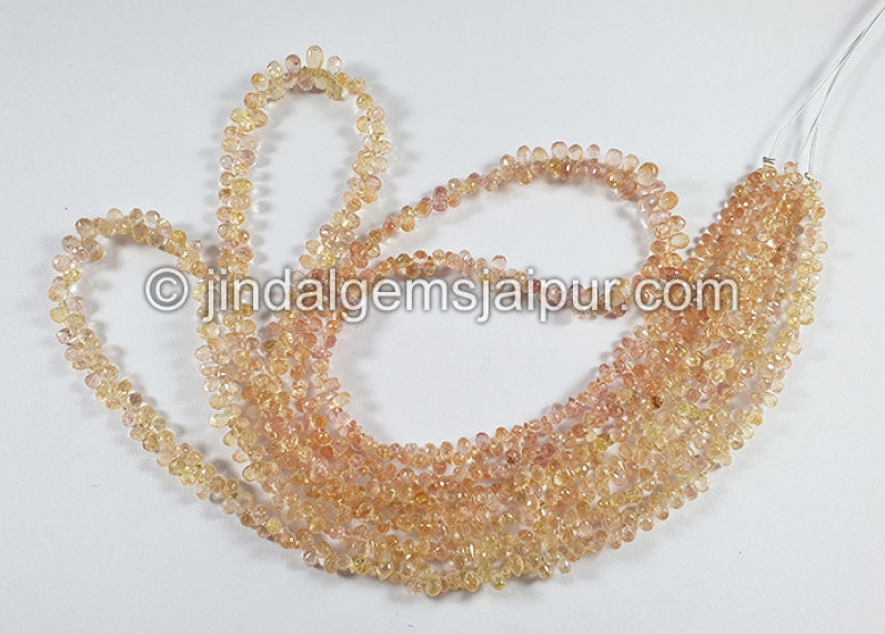Coral Peach Sapphire Faceted Drops Beads