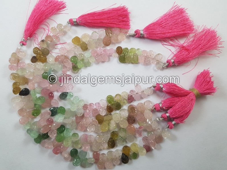 Afghan Tourmaline Carved Pear Beads