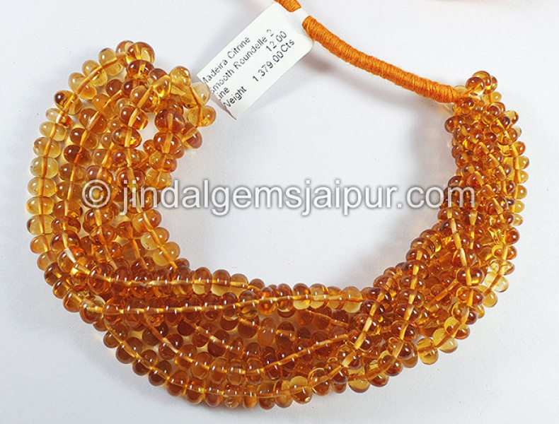 Madeira Citrine Smooth Roundelle Shape Beads