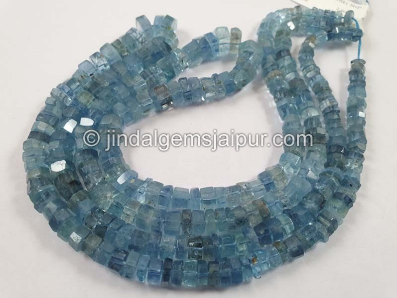 Santa Maria Aquamarine Step Cut Roundelle Beads