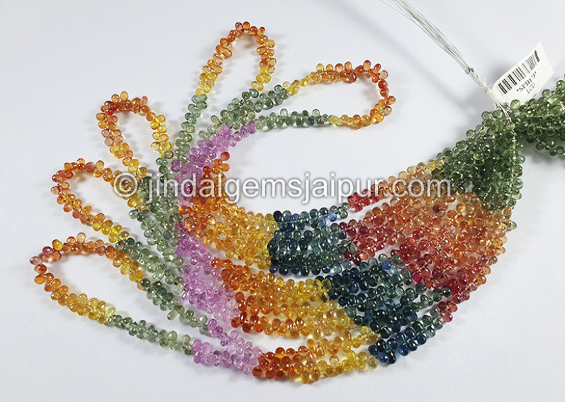 Multi Sapphire Faceted Drops Shape Beads