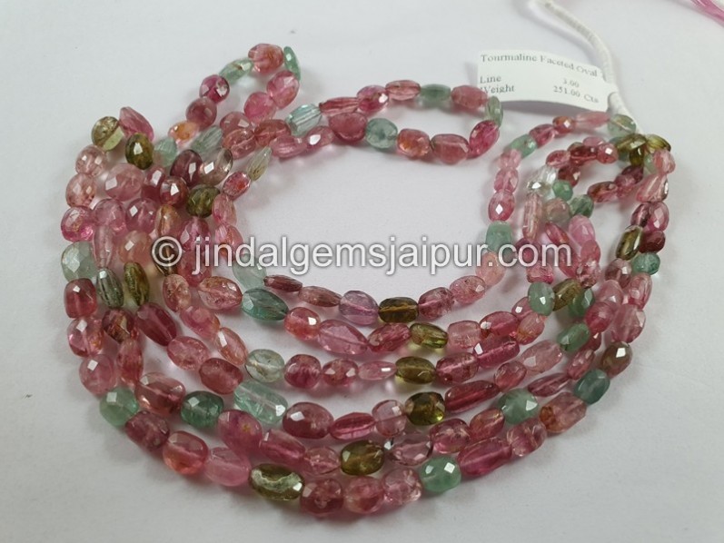 Tourmaline Faceted Oval Beads