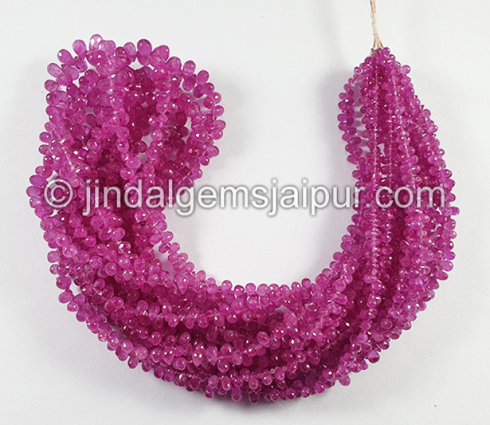 Pink Sapphire Faceted Drops Shape Beads