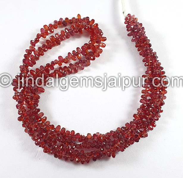 Red Sapphire Faceted Drops Shape Beads