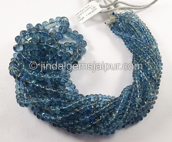 Santa Maria Aquamarine Smooth Roundelle Beads