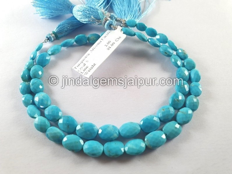 Turquoise Arizona Faceted Oval Shape Beads