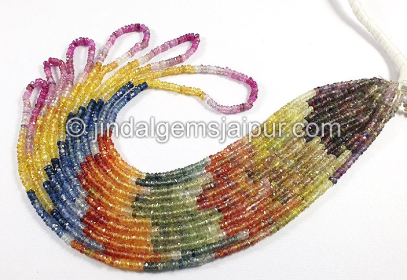 Multi Sapphire Faceted Roundelle Shape Beads
