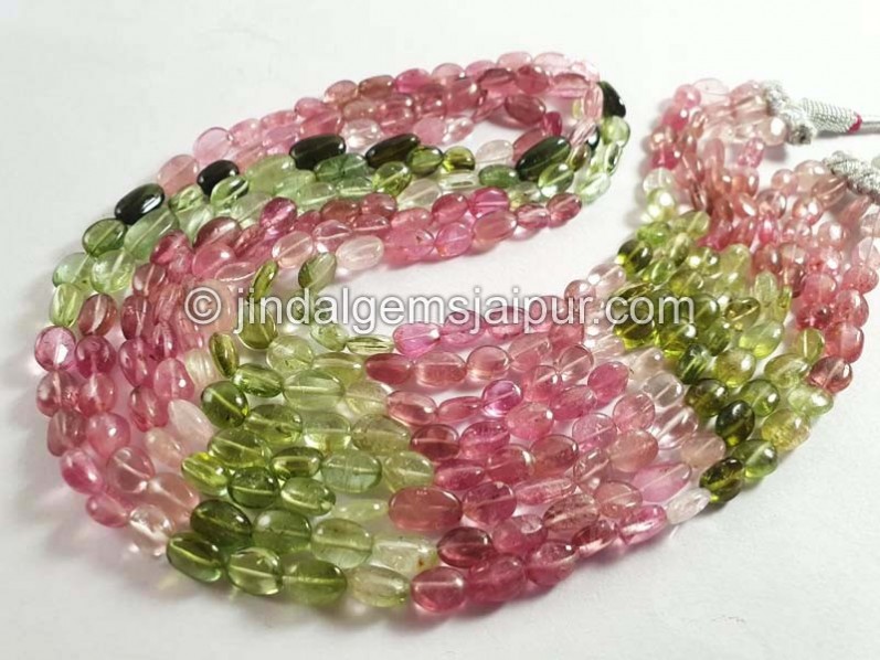 Multi Pink & Green Tourmaline Smooth Nuggets Shape Beads