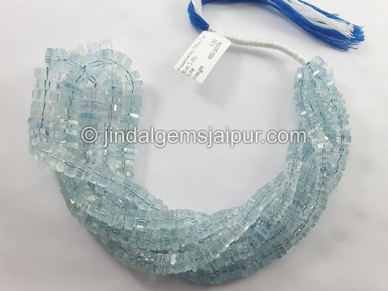 Aquamarine Step Cut Bolt Shape Beads