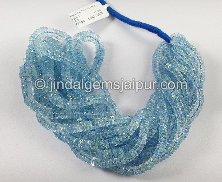 Aquamarine Faceted Tyre Shape Beads
