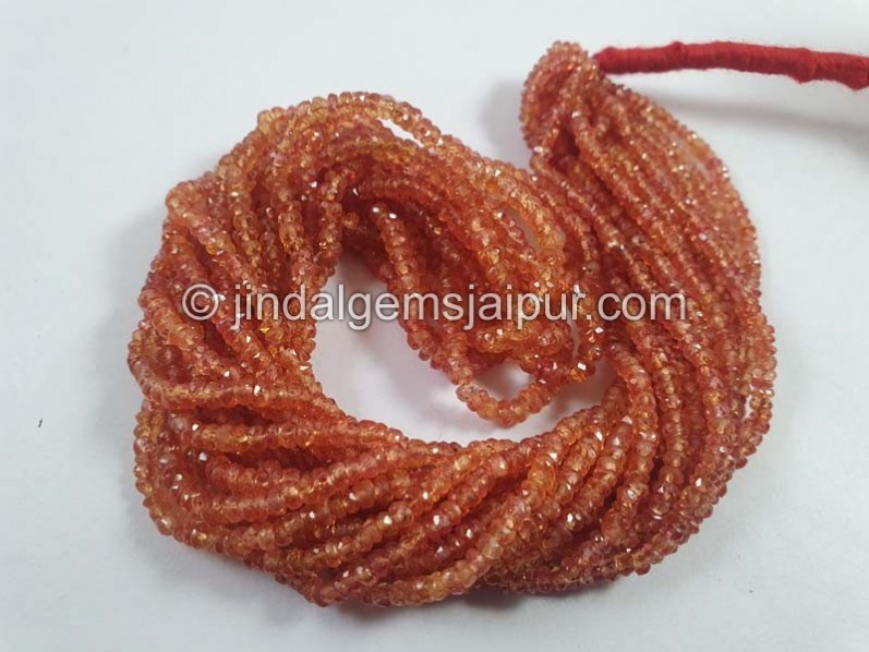 Orange Songea Sapphire Faceted Roundelle Beads -- SPPH150