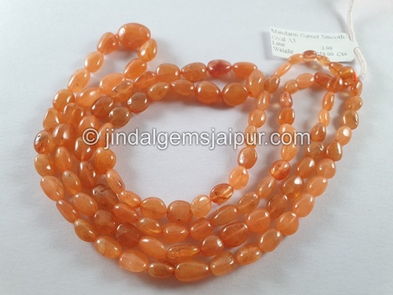 Mandarin Garnet Smooth Oval Beads
