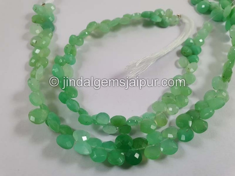 Chrysoprase Shaded Faceted Heart Beads