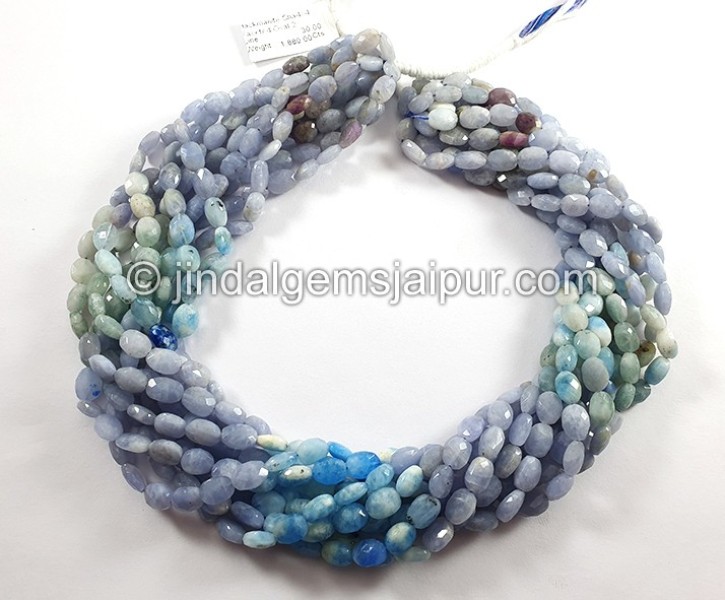 Hackmanite Shaded Faceted Oval Shape Beads