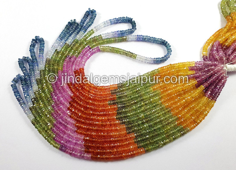 Multi Sapphire Faceted Tyre Shape Beads