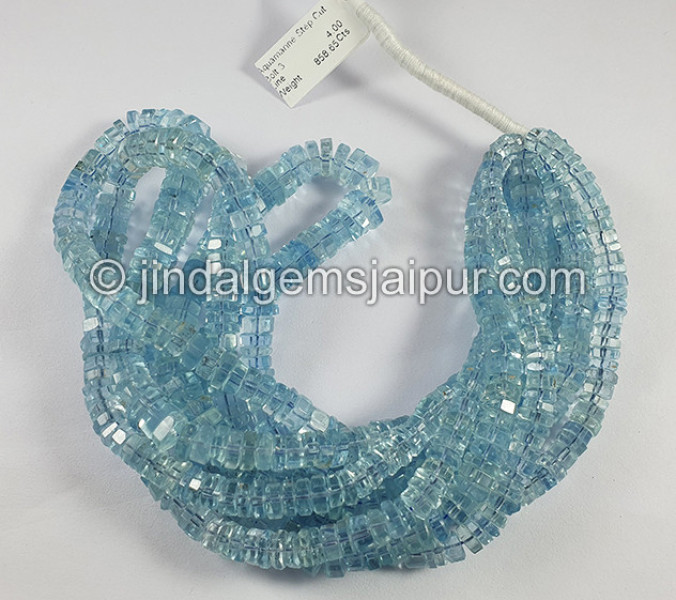 Aquamarine Step Cut Bolt Shape Beads