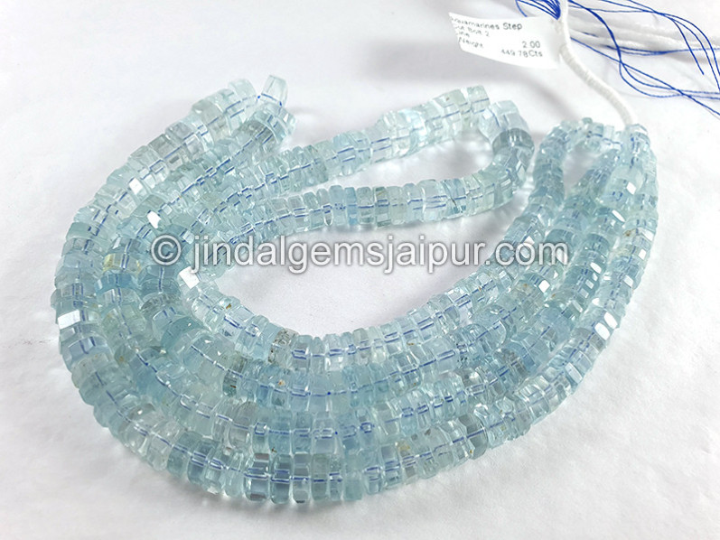 Aquamarine Step Cut Bolt Shape Beads
