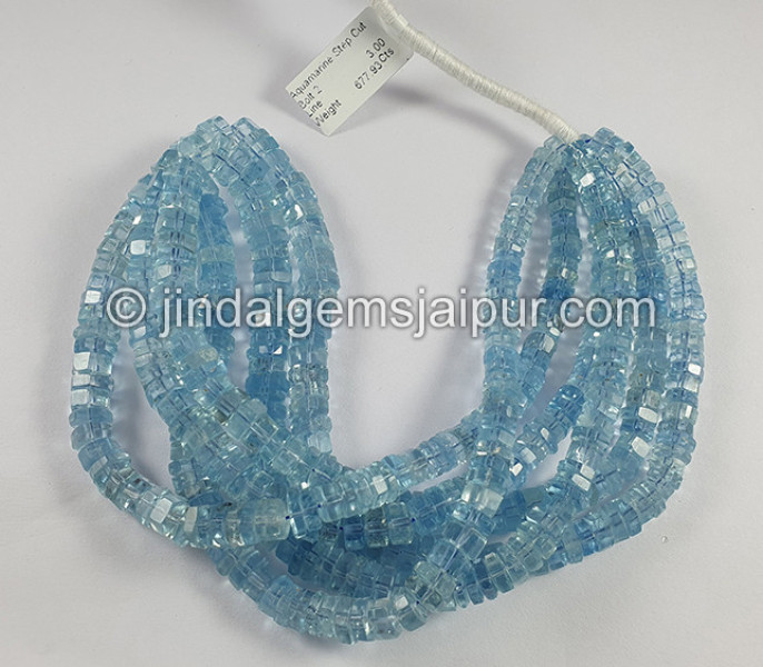 Aquamarine Step Cut Bolt Shape Beads