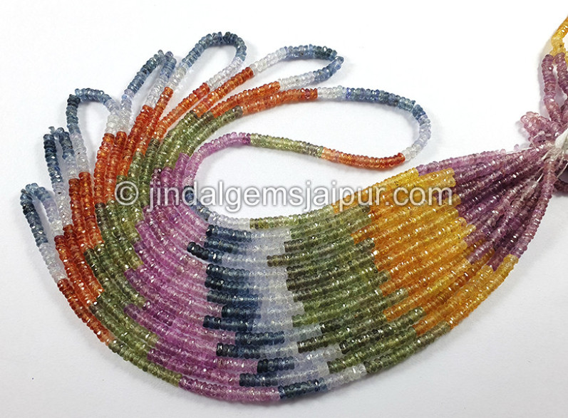 Multi Sapphire Faceted Tyre Shape Beads