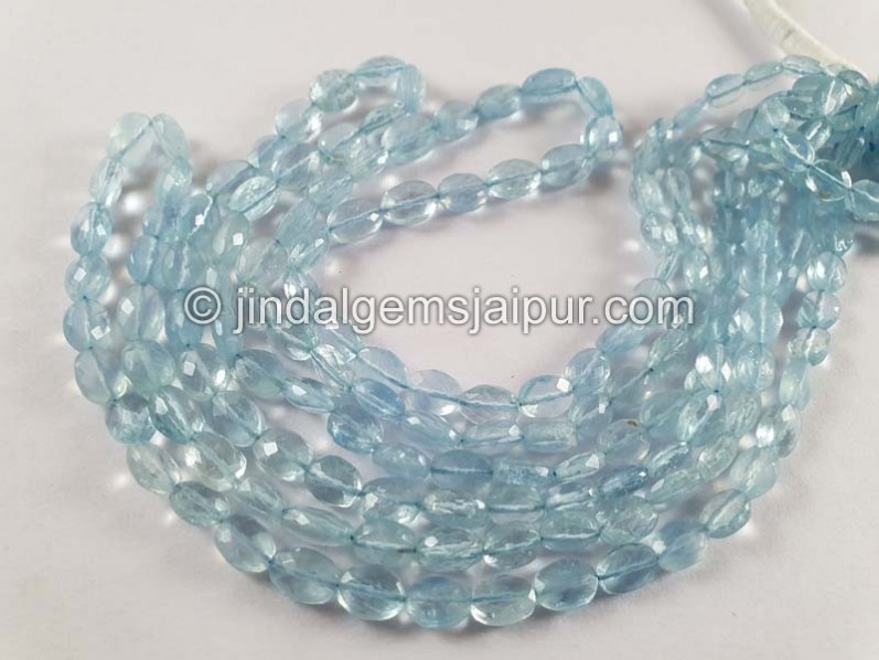 Aquamarine Faceted Oval Beads