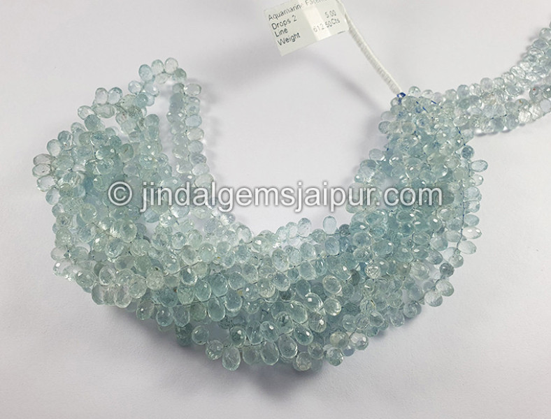 Aquamarine Faceted Drops Shape Beads