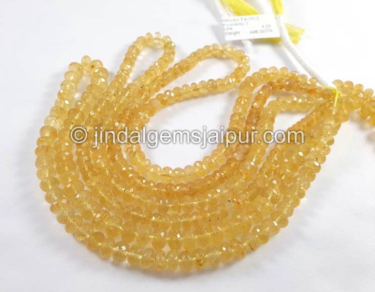Heliodor Faceted Roundelle Shape Beads