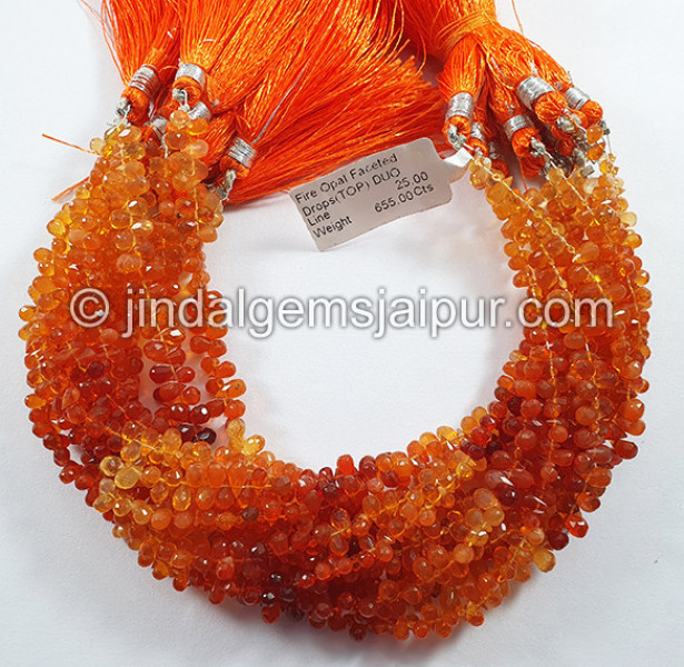Fire Opal Faceted Drops Shape Beads