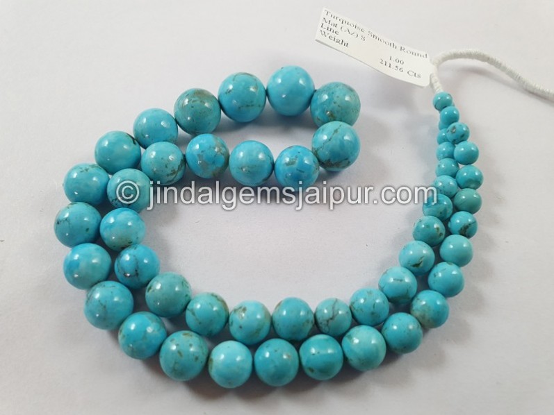 Golden Spiderweb Turquoise Smooth Round Ball Beads -- TRQ227