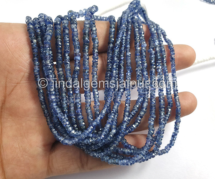 Blue Sapphire Faceted Roundelle Shape Beads
