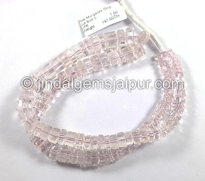 Pink Morganite Step Cut Bolt Shape Beads