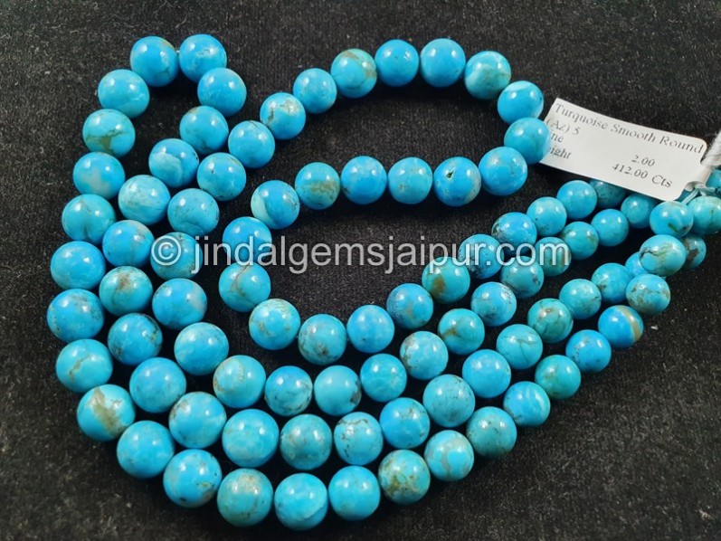 Sleeping Beauty Turquoise Far Smooth Round Beads