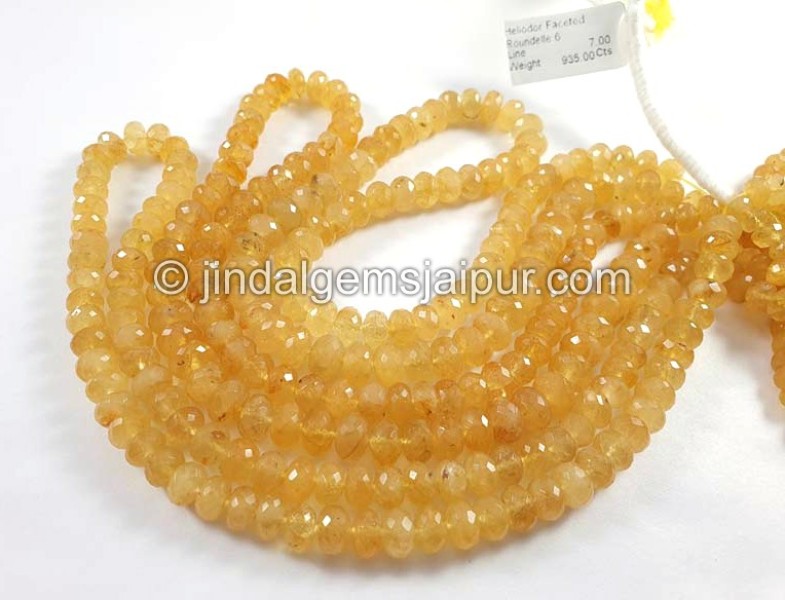 Heliodor Faceted Roundelle Shape Beads