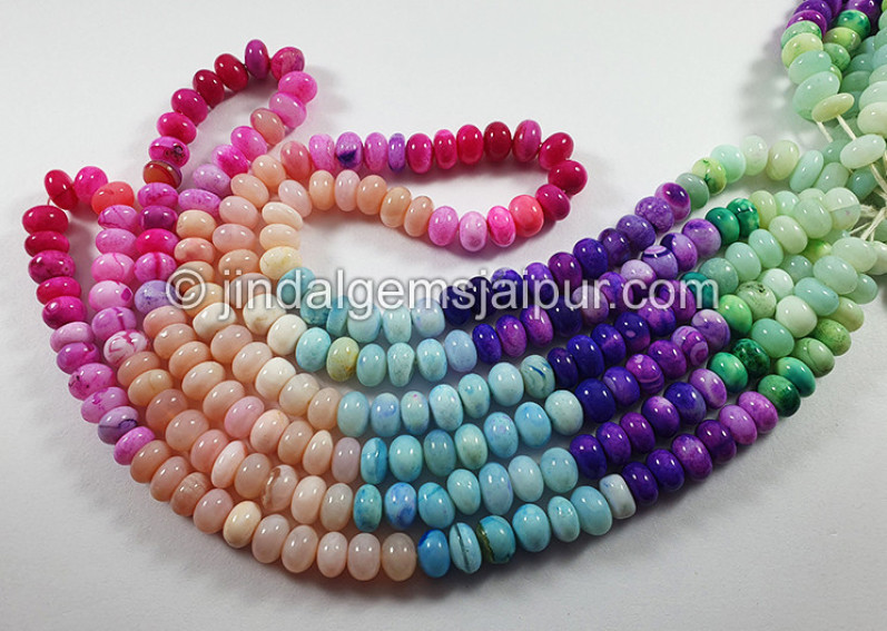 Multi Opal Smooth Roundelle Shape Beads