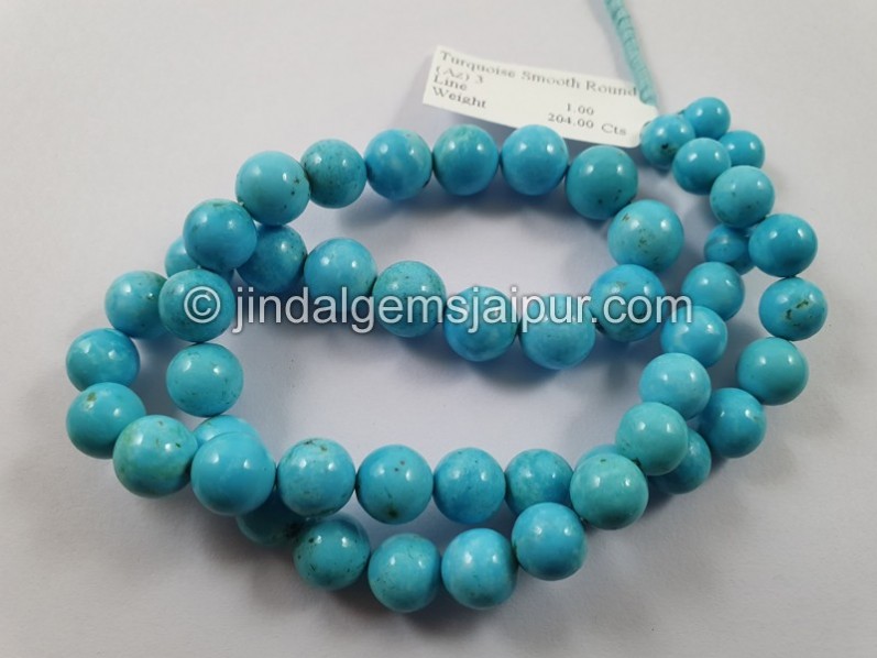 Sleeping Beauty Turquoise Far Smooth Round Beads