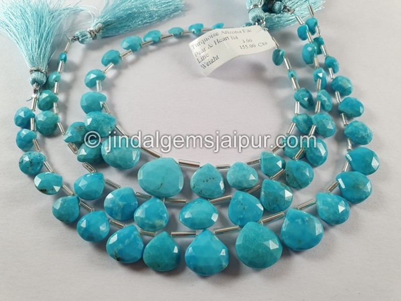 Turquoise Arizona Faceted Heart Shape Beads
