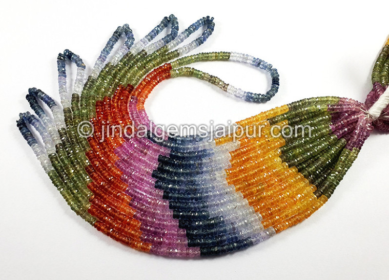 Multi Sapphire Faceted Tyre Shape Beads