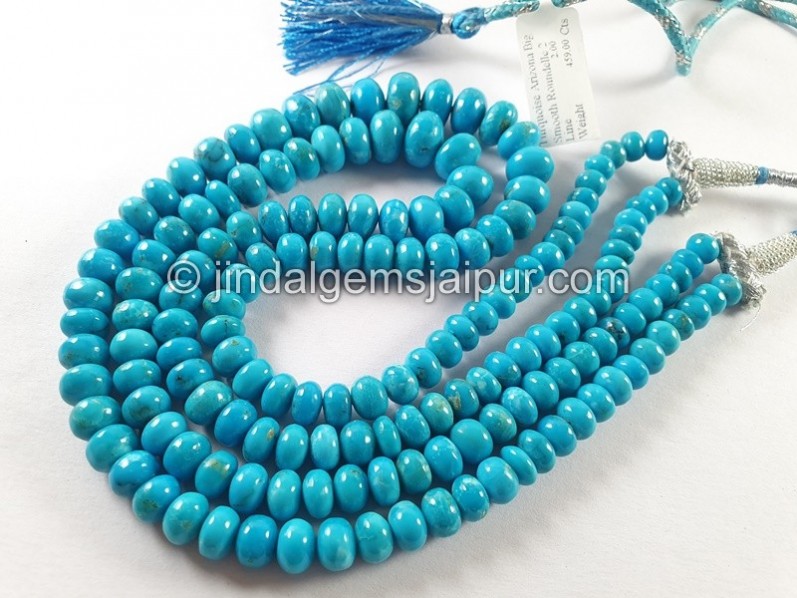 Turquoise Arizona Big Smooth Roundelle Shape Beads