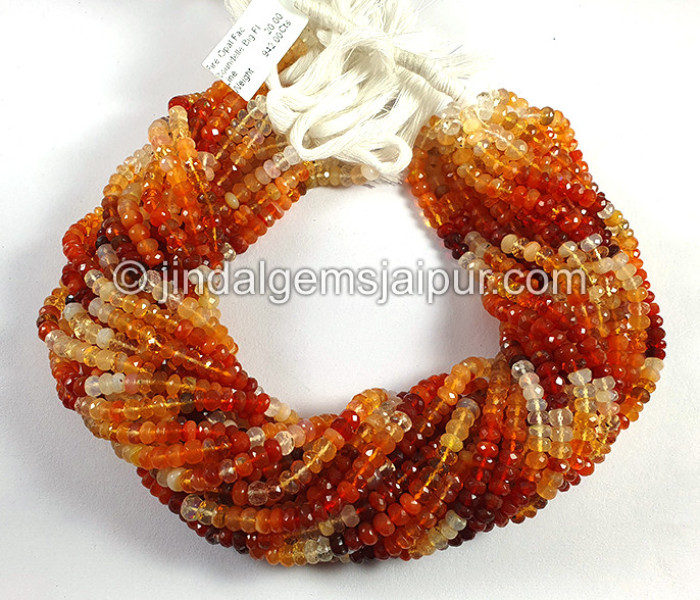 Fire Opal Faceted Roundelle Shape Small Beads