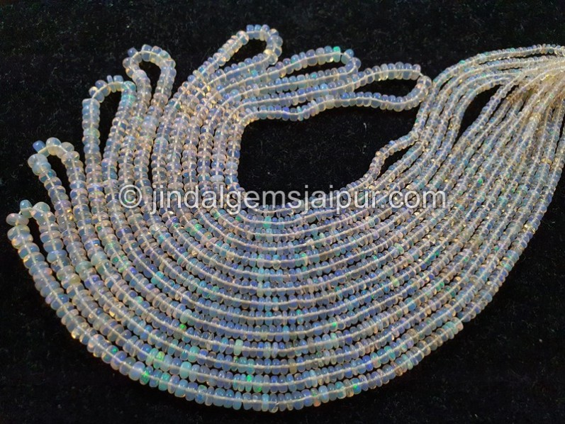 Off White Ethiopian Opal Smooth Roundelle Beads