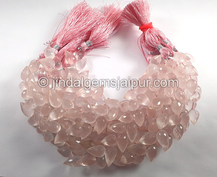 Rose Quartz Faceted Tulip Drops Shape Big Beads