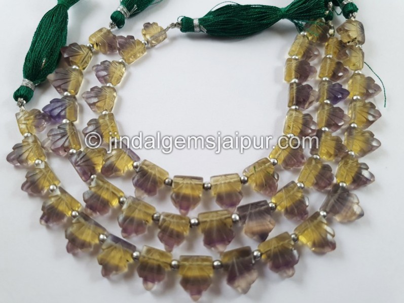 Bi color Fluorite Carved Pentagon Beads