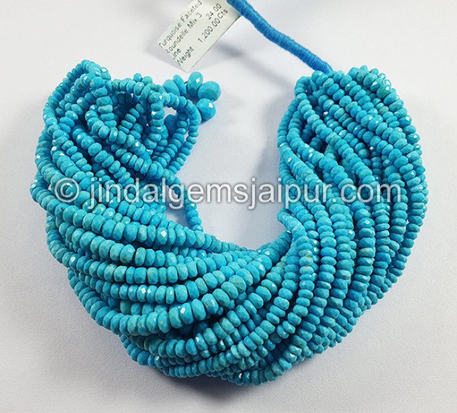 Turquoise Faceted Roundelle Shape Mix Beads