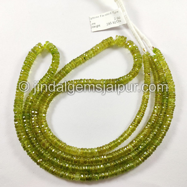 Sphene Faceted Tyre Shape Beads