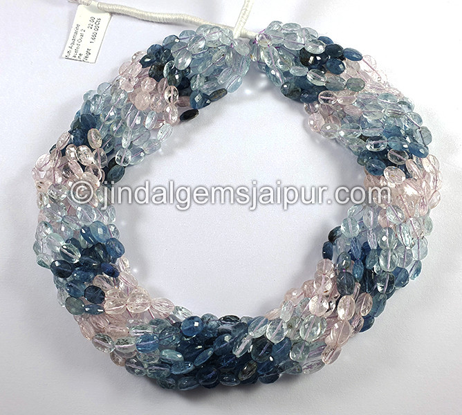 Multi Aquamarine Faceted Oval Shape Beads