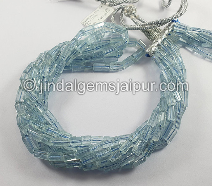 Aquamarine Step Cut Pipe Shape Beads