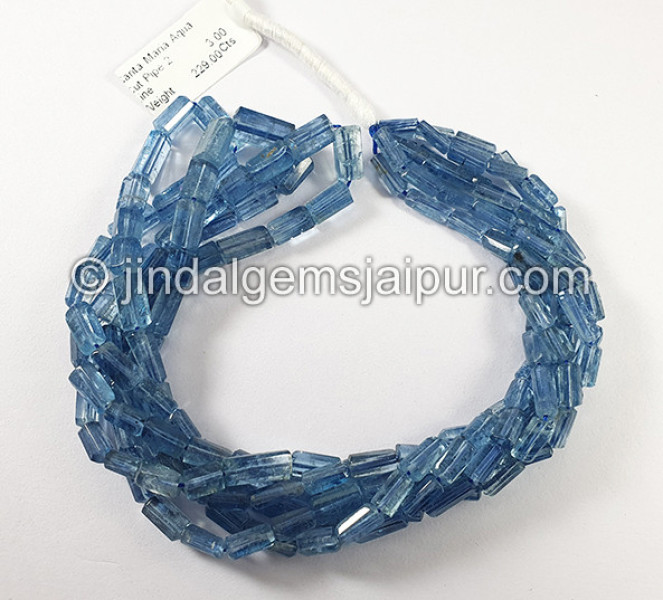 Santa Maria Aquamarine Cut Pipe Shape Beads