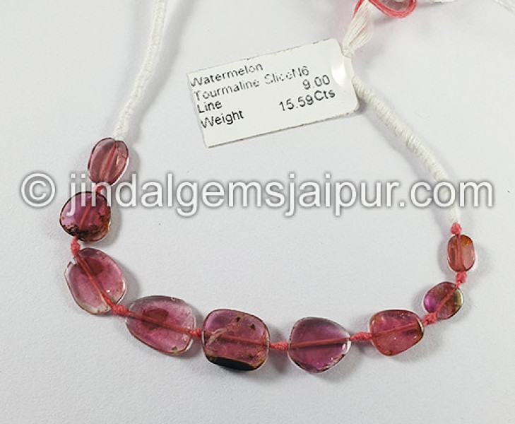 Watermelon Tourmaline Slices Shape Beads