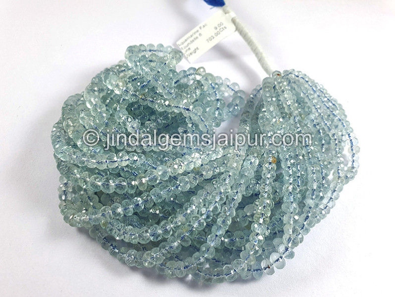 Aquamarine Faceted Roundelle Shape Beads