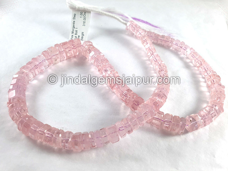 Pink Morganite Step Cut Bolt Shape Beads